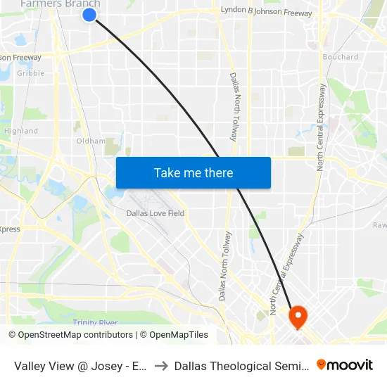 Valley View @ Josey - E - Ns to Dallas Theological Seminary map