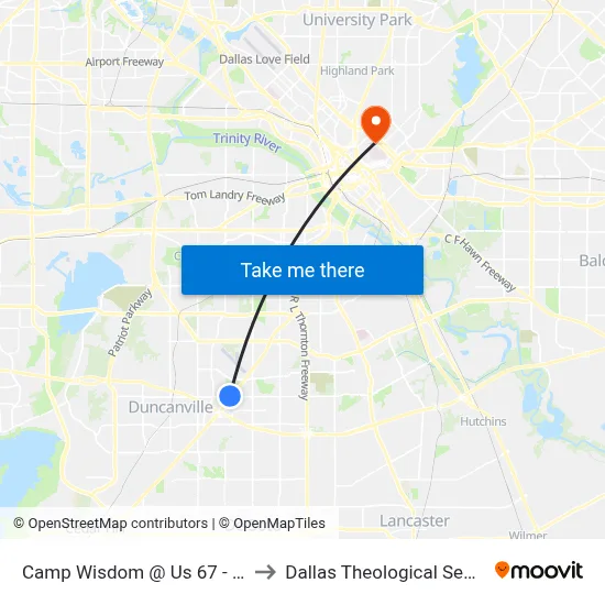 Camp Wisdom @ Us 67 - W - FS to Dallas Theological Seminary map