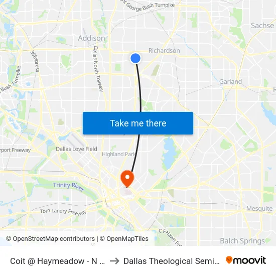 Coit @ Haymeadow - N - Ns to Dallas Theological Seminary map