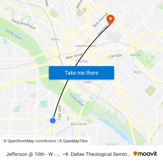Jefferson @ 10th - W - Ns to Dallas Theological Seminary map