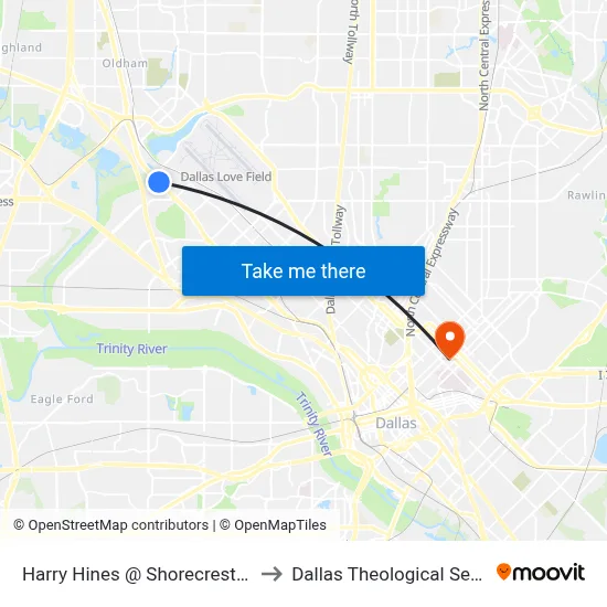 Harry Hines @ Shorecrest - S - Ns to Dallas Theological Seminary map