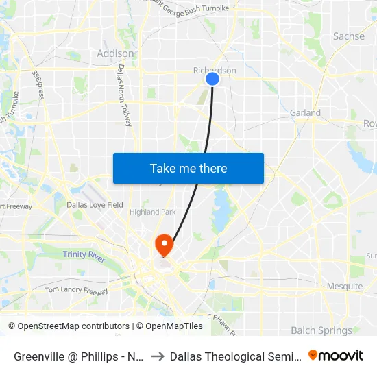 Greenville @ Phillips - N - Ns to Dallas Theological Seminary map
