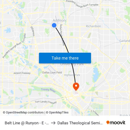 Belt Line @ Runyon - E - Ns to Dallas Theological Seminary map