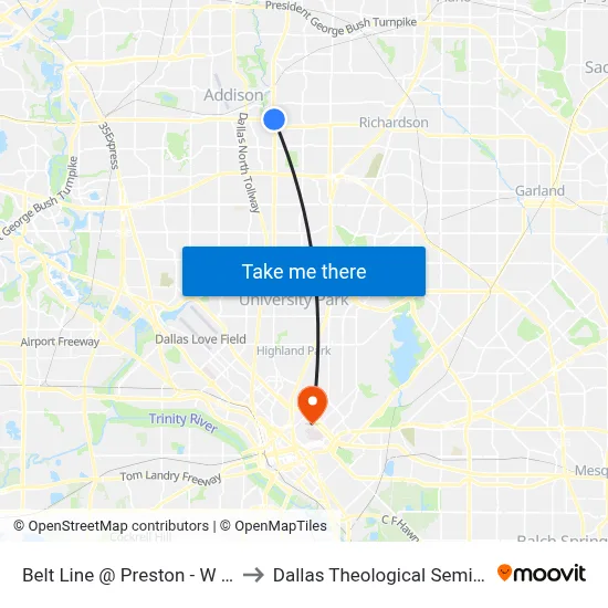 Belt Line @ Preston - W - Ns to Dallas Theological Seminary map