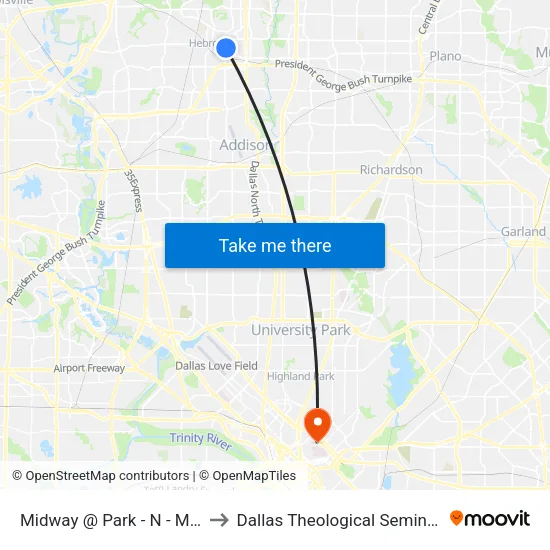 Midway @ Park - N - Mb1 to Dallas Theological Seminary map