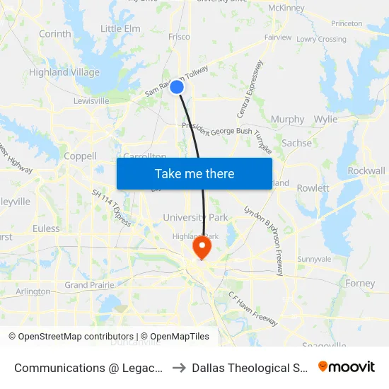 Communications @ Legacy - N - MB to Dallas Theological Seminary map