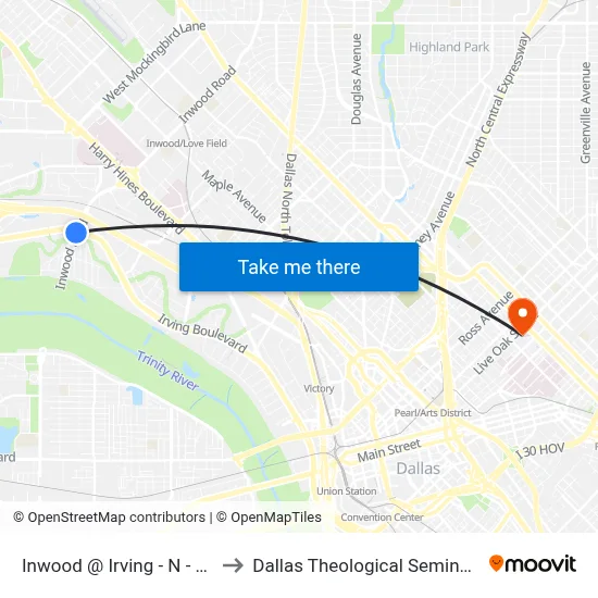 Inwood @ Irving - N - Ns to Dallas Theological Seminary map
