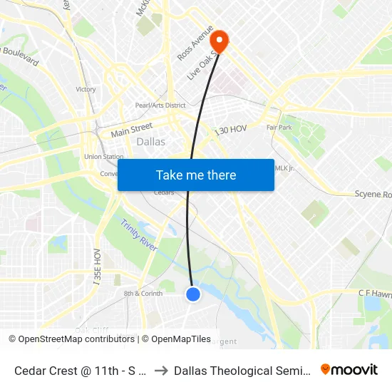 Cedar Crest @ 11th - S - Ns to Dallas Theological Seminary map
