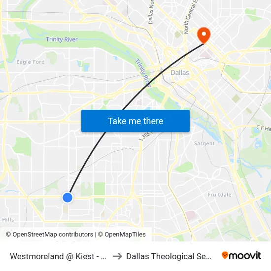 Westmoreland @ Kiest - N - Ns to Dallas Theological Seminary map
