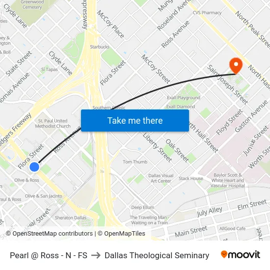 Pearl @ Ross - N - FS to Dallas Theological Seminary map