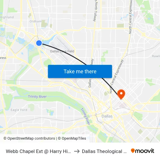Webb Chapel Ext @ Harry Hines - S - MB to Dallas Theological Seminary map