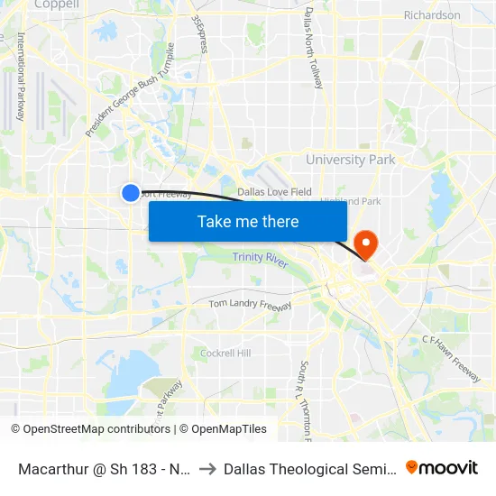 Macarthur @ Sh 183 - N - FS to Dallas Theological Seminary map