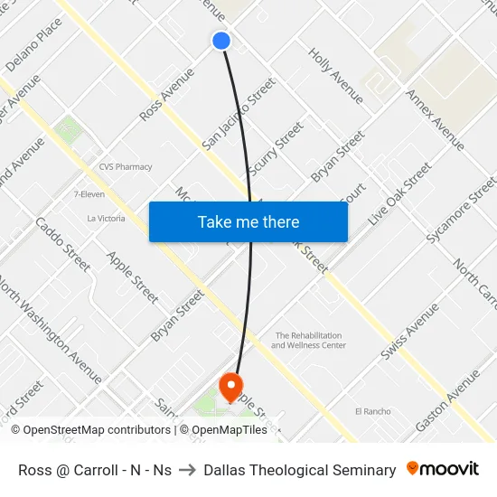 Ross @ Carroll - N - Ns to Dallas Theological Seminary map