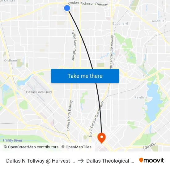 Dallas N Tollway @ Harvest Hill - N - Ns to Dallas Theological Seminary map