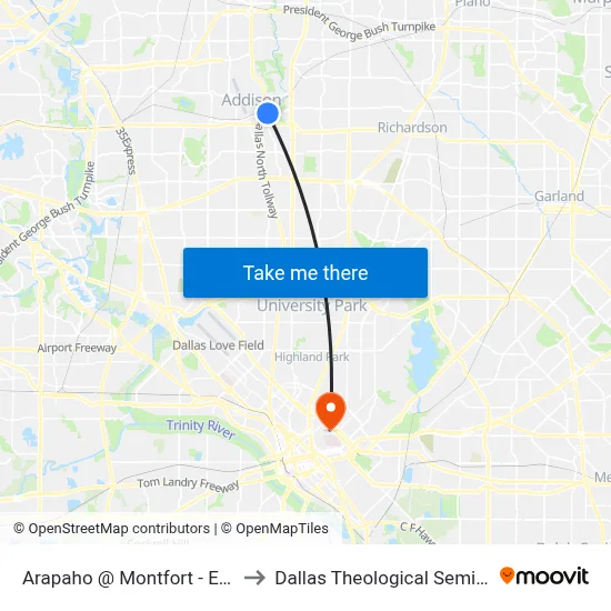 Arapaho @ Montfort - E - Ns to Dallas Theological Seminary map