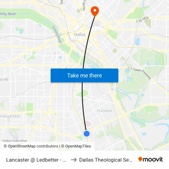 Lancaster @ Ledbetter - N - MB to Dallas Theological Seminary map