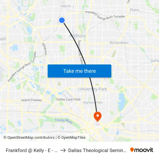 Frankford @ Kelly - E - FS to Dallas Theological Seminary map