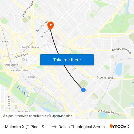 Malcolm X @ Pine - S - Ns to Dallas Theological Seminary map