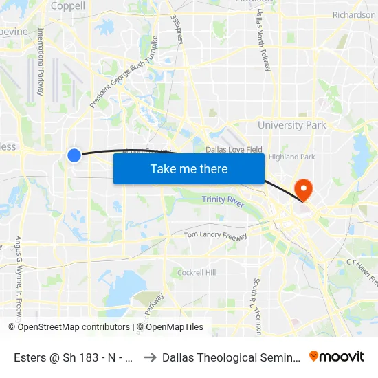 Esters @ Sh 183 - N - MB to Dallas Theological Seminary map