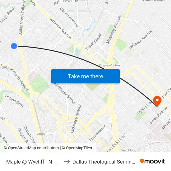 Maple @ Wycliff - N - Ns to Dallas Theological Seminary map