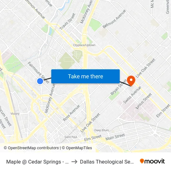 Maple @ Cedar Springs - S - Ns to Dallas Theological Seminary map