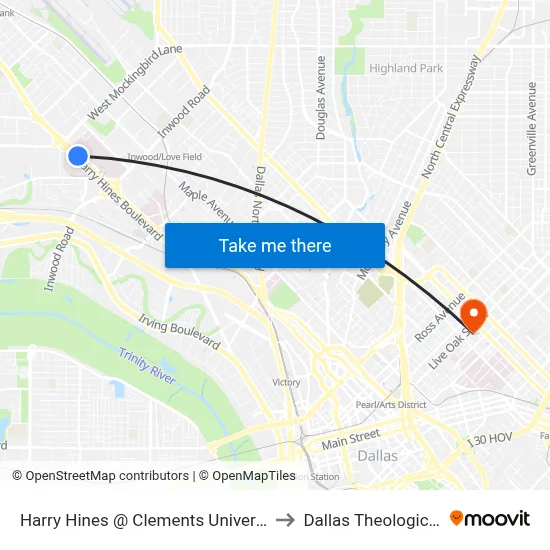 Harry Hines @ Clements University Hospital- S - Ns to Dallas Theological Seminary map