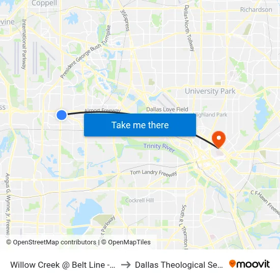 Willow Creek @ Belt Line - W - MB to Dallas Theological Seminary map