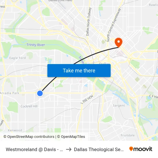 Westmoreland @ Davis - N - Ns to Dallas Theological Seminary map
