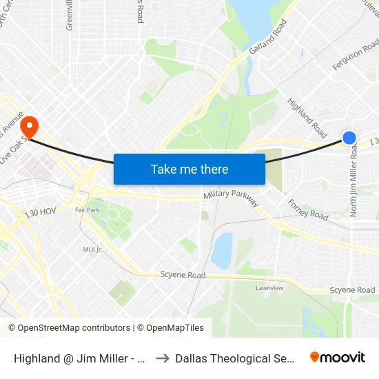 Highland @ Jim Miller - W - FS to Dallas Theological Seminary map