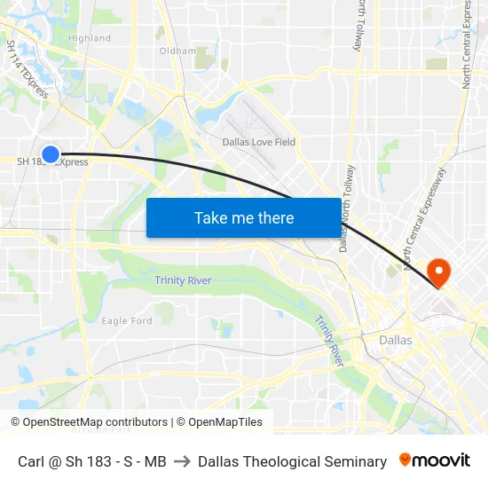 Carl @ Sh 183 - S - MB to Dallas Theological Seminary map
