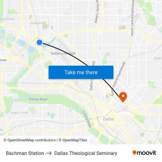 Bachman Station to Dallas Theological Seminary map