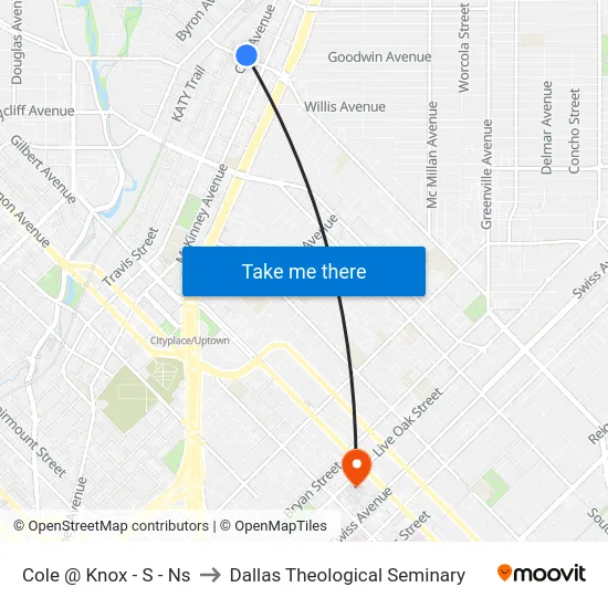 Cole @ Knox - S - Ns to Dallas Theological Seminary map