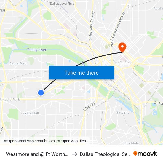 Westmoreland @ Ft Worth - S - MB to Dallas Theological Seminary map