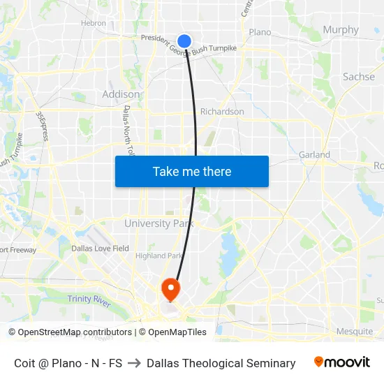 Coit @ Plano - N - FS to Dallas Theological Seminary map