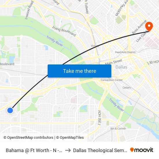 Bahama @ Ft Worth - N - Mb2 to Dallas Theological Seminary map