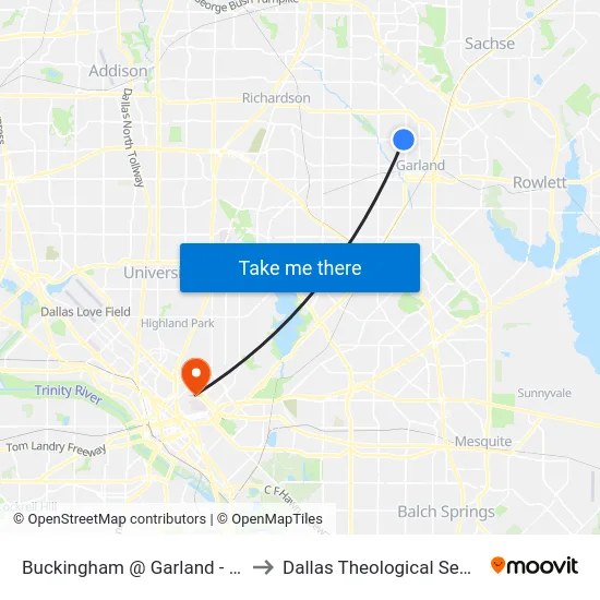 Buckingham @ Garland - E - MB to Dallas Theological Seminary map