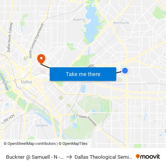 Buckner @ Samuell - N - MB to Dallas Theological Seminary map