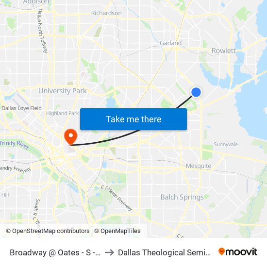 Broadway @ Oates - S - Ns to Dallas Theological Seminary map