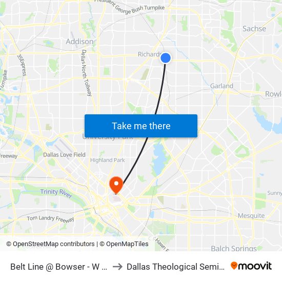 Belt Line @ Bowser - W - Ns to Dallas Theological Seminary map