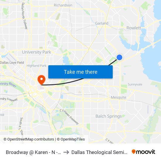 Broadway @ Karen - N - Ns to Dallas Theological Seminary map