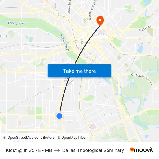 Kiest @ Ih 35 - E - MB to Dallas Theological Seminary map
