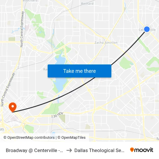 Broadway @ Centerville - S - FS to Dallas Theological Seminary map