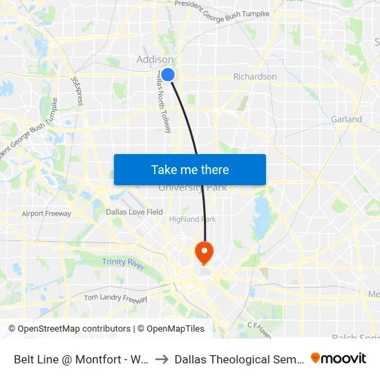 Belt Line @ Montfort - W - MB to Dallas Theological Seminary map
