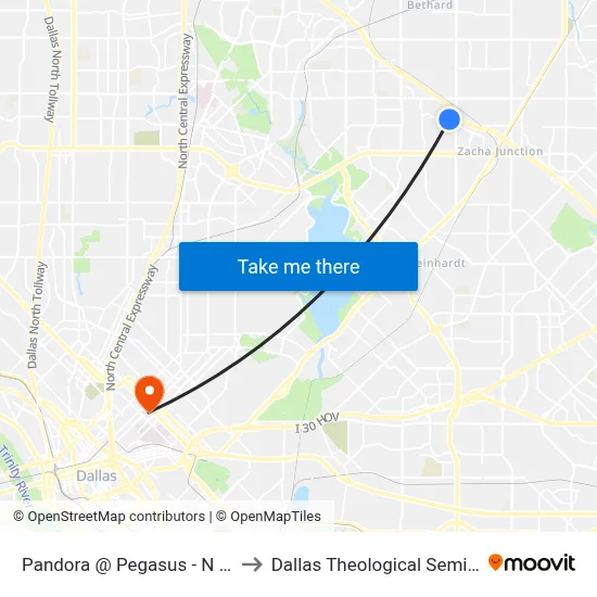 Pandora @ Pegasus - N - MB to Dallas Theological Seminary map