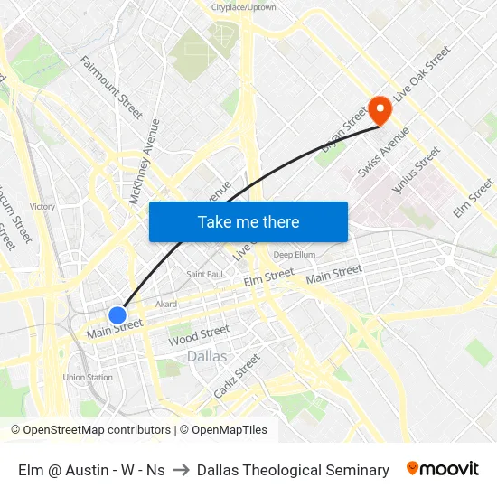 Elm @ Austin - W - Ns to Dallas Theological Seminary map