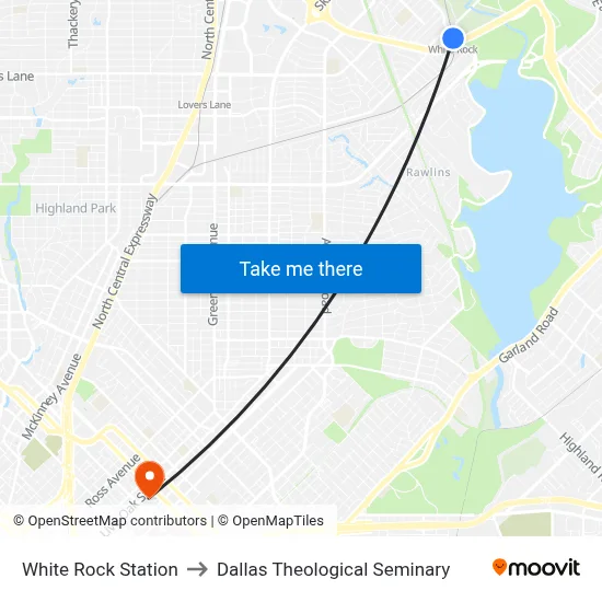 White Rock Station to Dallas Theological Seminary map