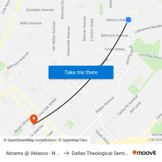 Abrams @ Velasco - N - Ns to Dallas Theological Seminary map