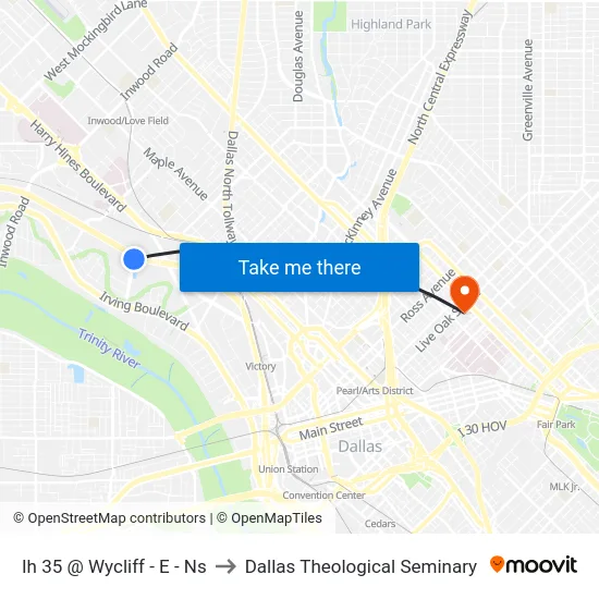 Ih 35 @ Wycliff - E - Ns to Dallas Theological Seminary map