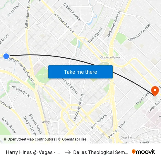 Harry Hines @ Vagas - N - FS to Dallas Theological Seminary map