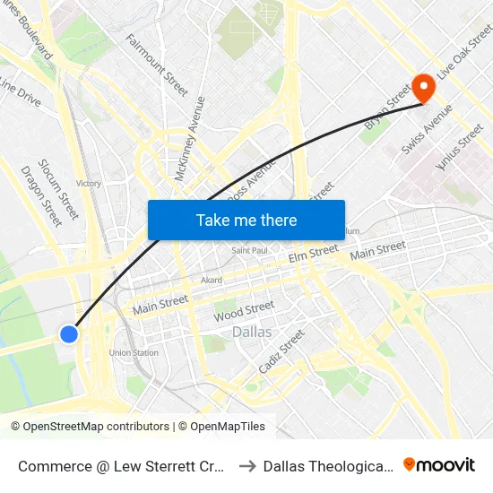 Commerce @ Lew Sterrett Crosswalk - W - Ns to Dallas Theological Seminary map